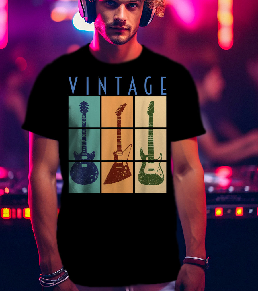 Vintage Retro Classic Guitar Cool Vintage Guitars T-Shirt