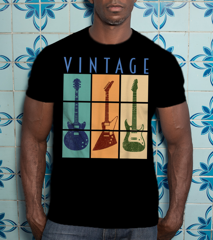 Vintage Retro Classic Guitar Cool Vintage Guitars T-Shirt