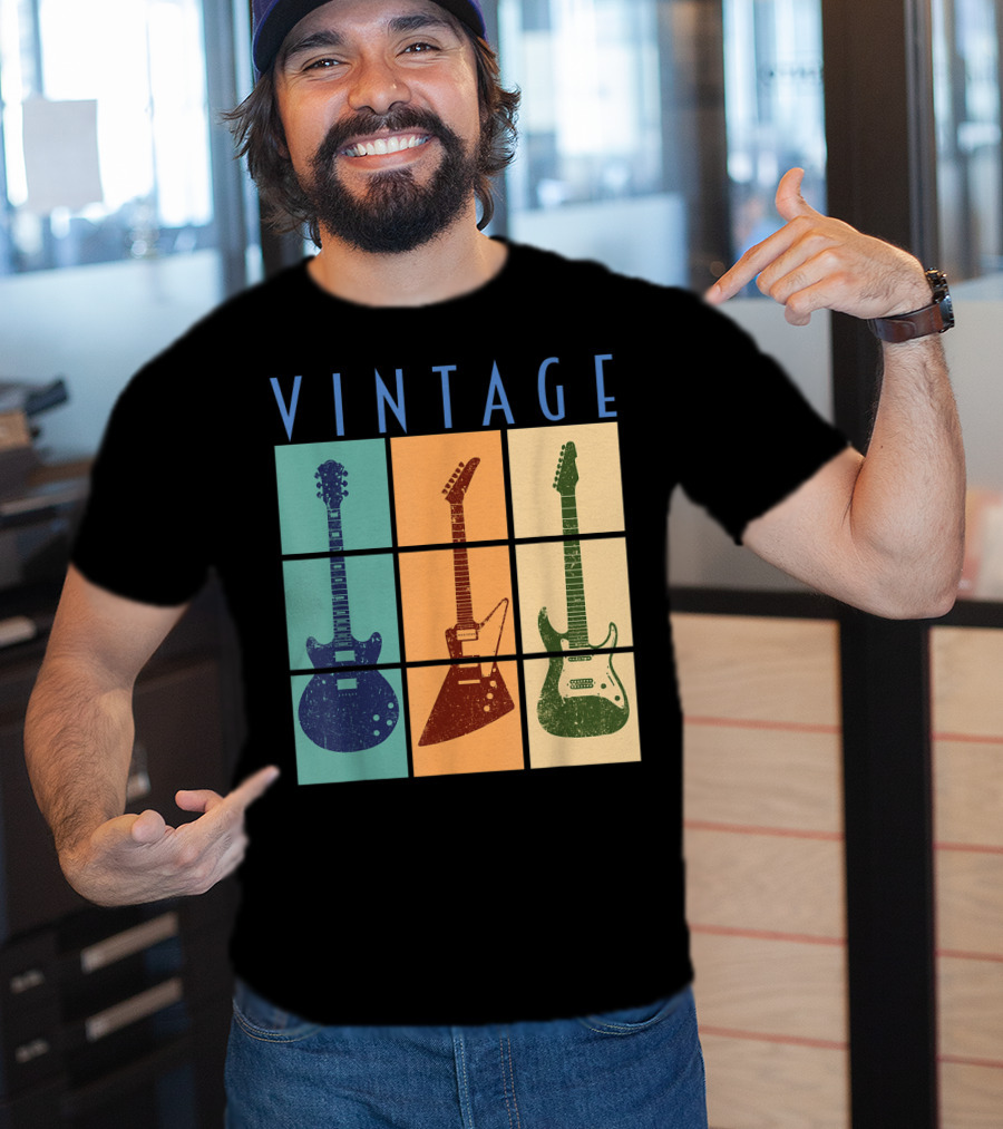 Vintage Retro Classic Guitar Cool Vintage Guitars T-Shirt