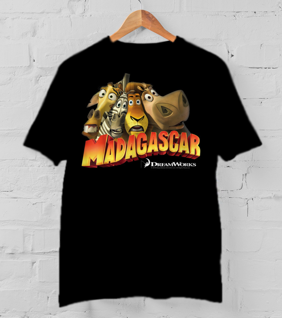 Madagascar DreamWorks Movie Characters Squished Group Shot T-Shirt