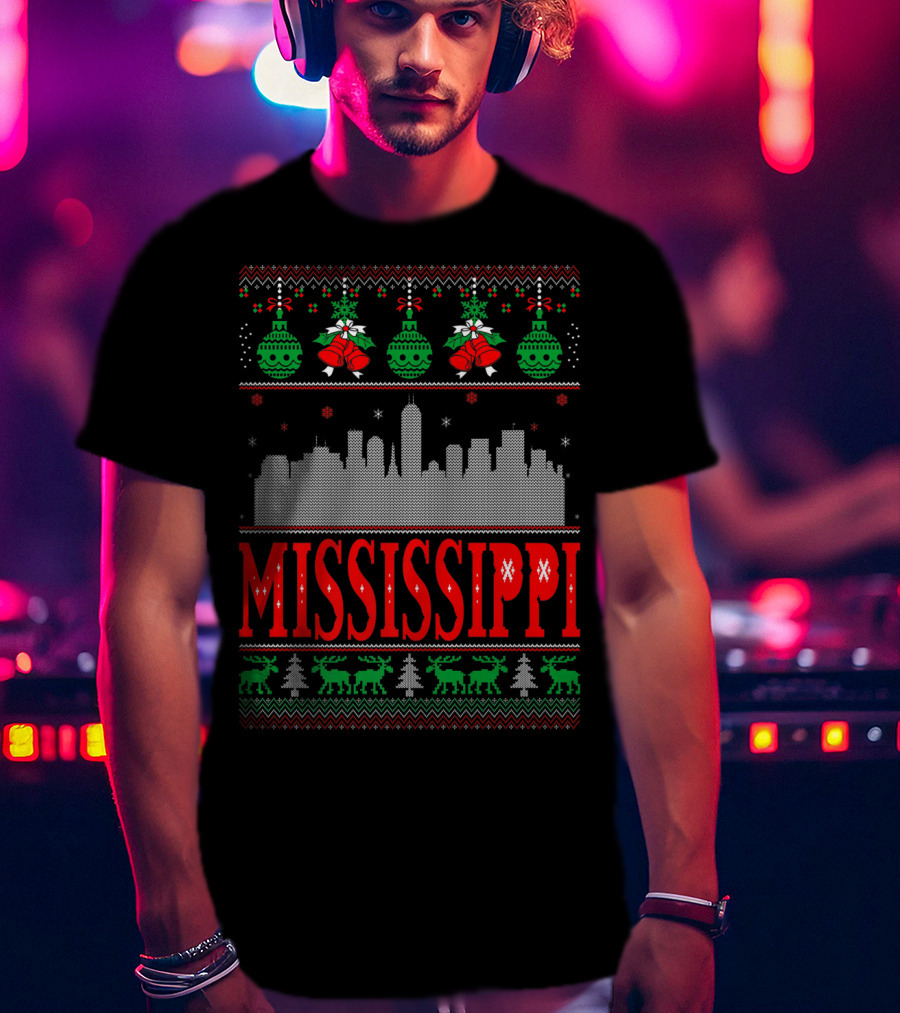 Mississippi Christmas Skyline Ugly T-Shirt