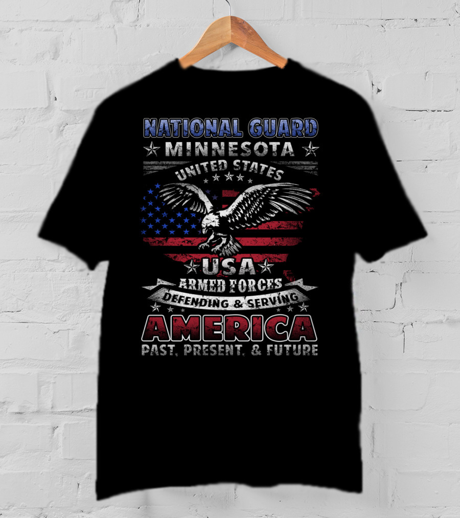 National Guard Minnesota United States USA Armed Forces Defending Serving America Past Present Future T-Shirt