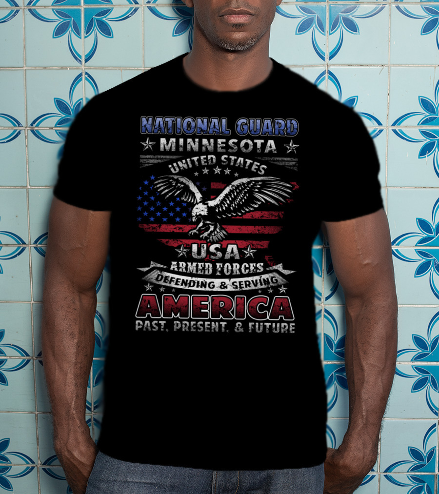 National Guard Minnesota United States USA Armed Forces Defending Serving America Past Present Future T-Shirt