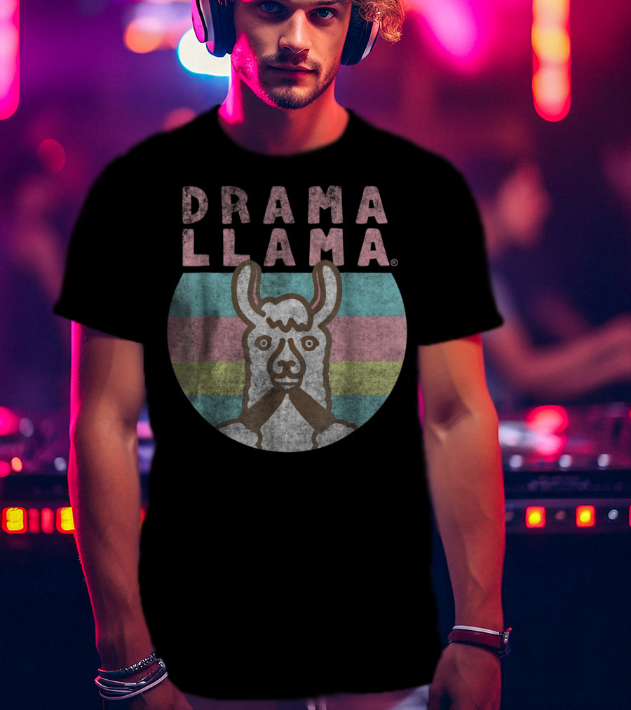 Drama Llama Vintage Classic Lama Retro Stripes T-Shirt