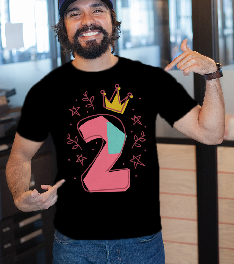 Princess Two Years Old 2nd Birthday Crown Stars T-Shirt