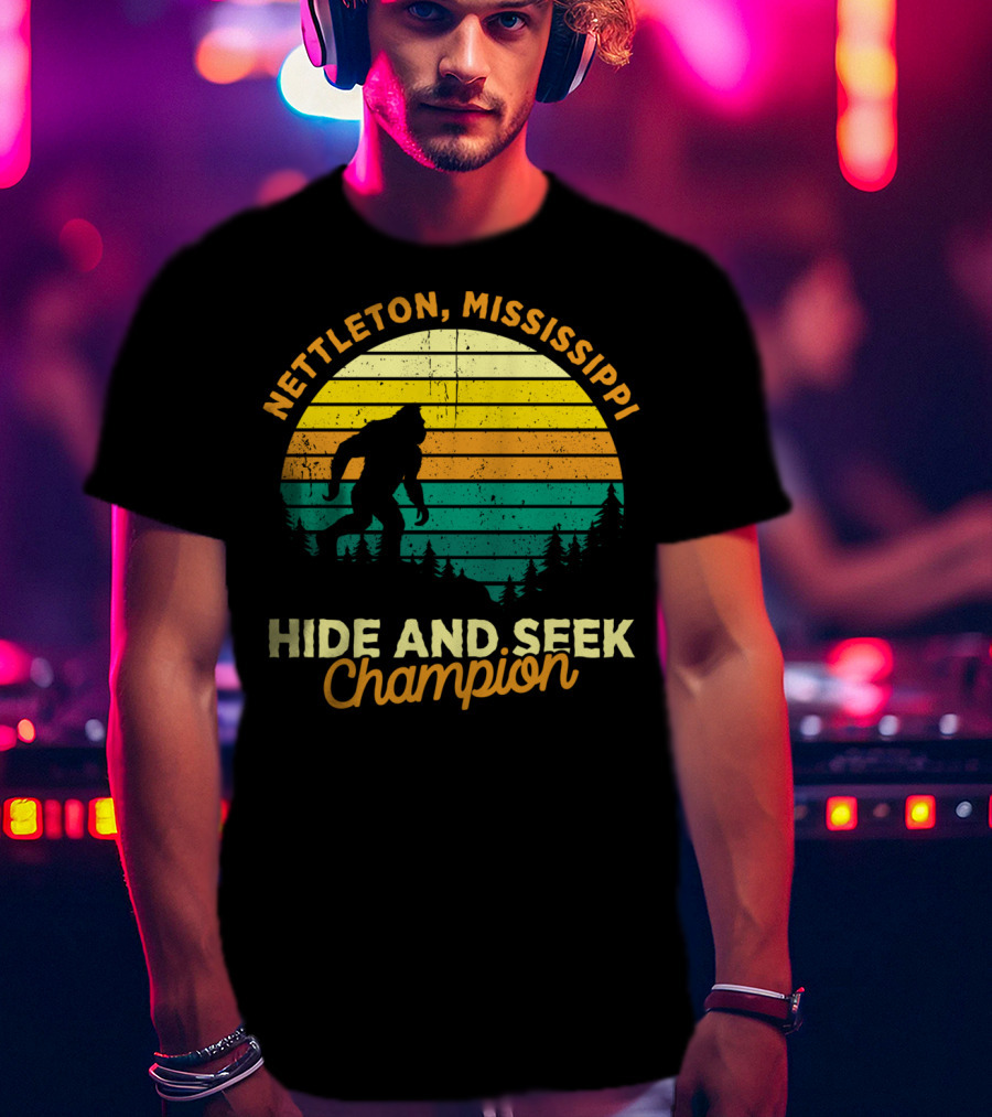 Nettleton Mississippi Bigfoot Hide And Seek Champion Retro T-Shirt