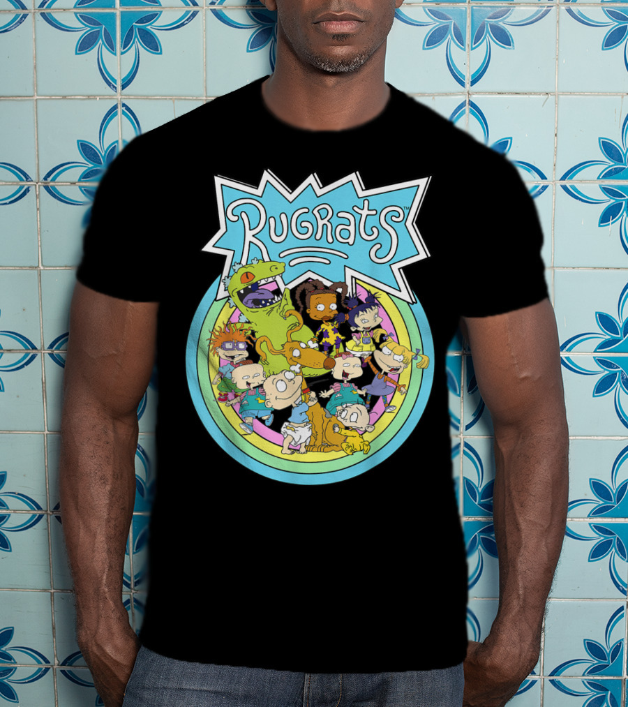Rugrats Group Colorful Characters In Rainbow Circles T-Shirt