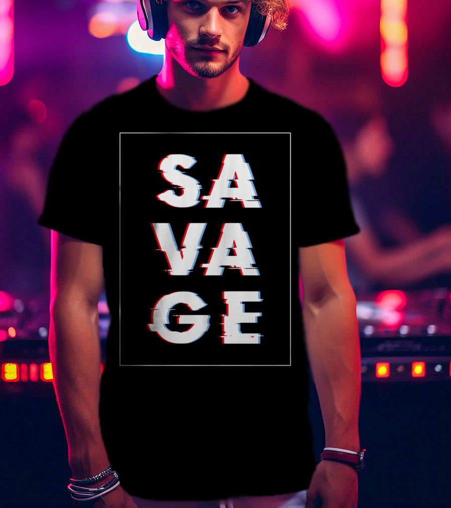 Savage Glitch Effect Social Disruptor T-Shirt