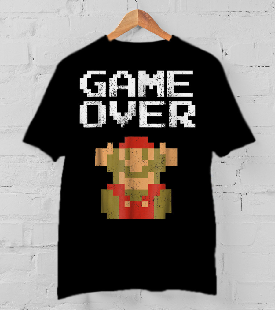 Super Mario Game Over Pixel Art Mario Fall T-Shirt