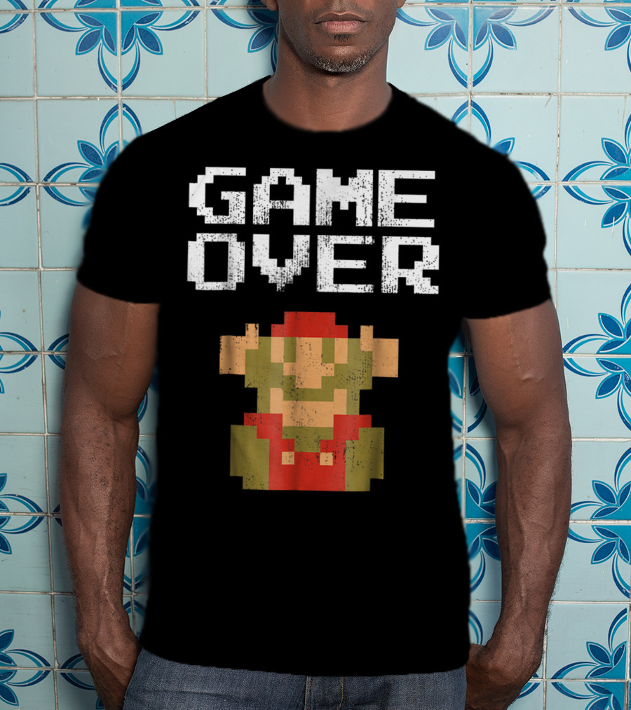 Super Mario Game Over Pixel Art Mario Fall T-Shirt