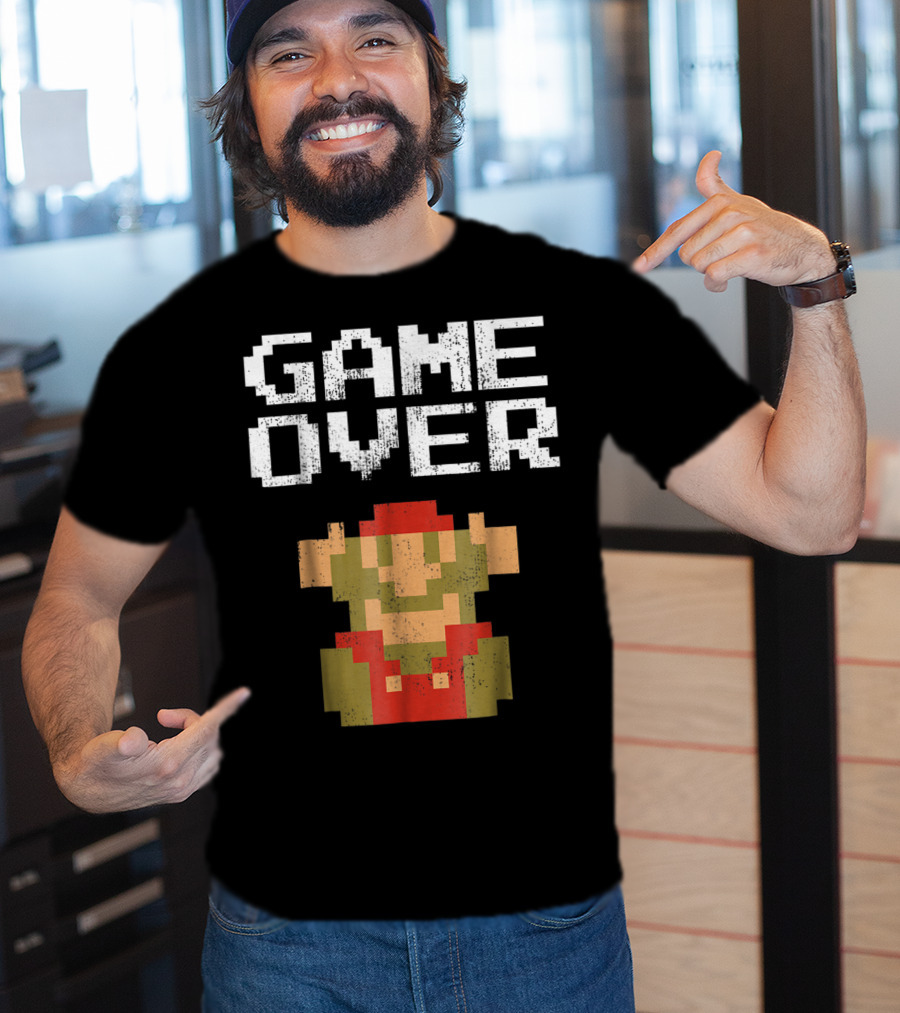 Super Mario Game Over Pixel Art Mario Fall T-Shirt