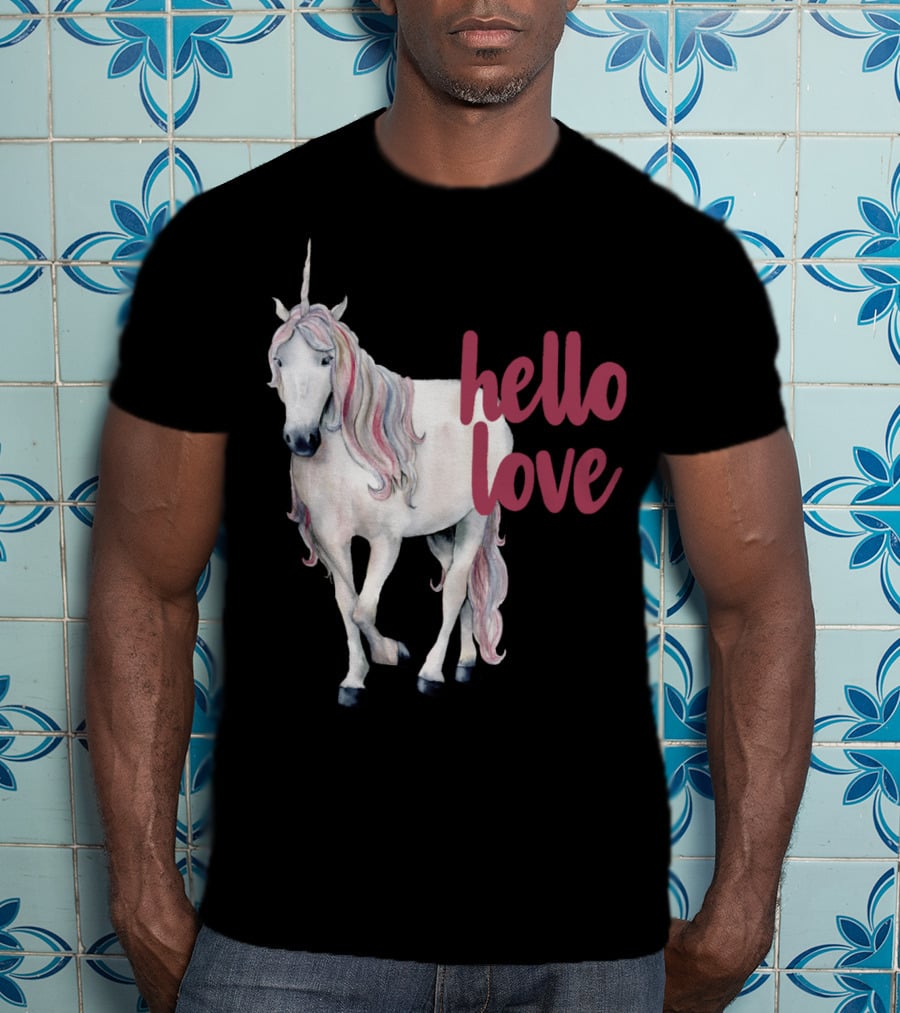 Hello Love Unicorn Funny Magical Animal T-Shirt