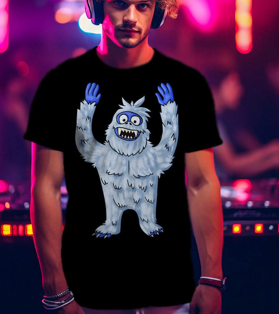 Vintage Christmas Abominable Snowman With Classic Blue And White Furry Monster T-Shirt