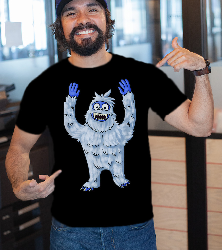 Vintage Christmas Abominable Snowman With Classic Blue And White Furry Monster T-Shirt