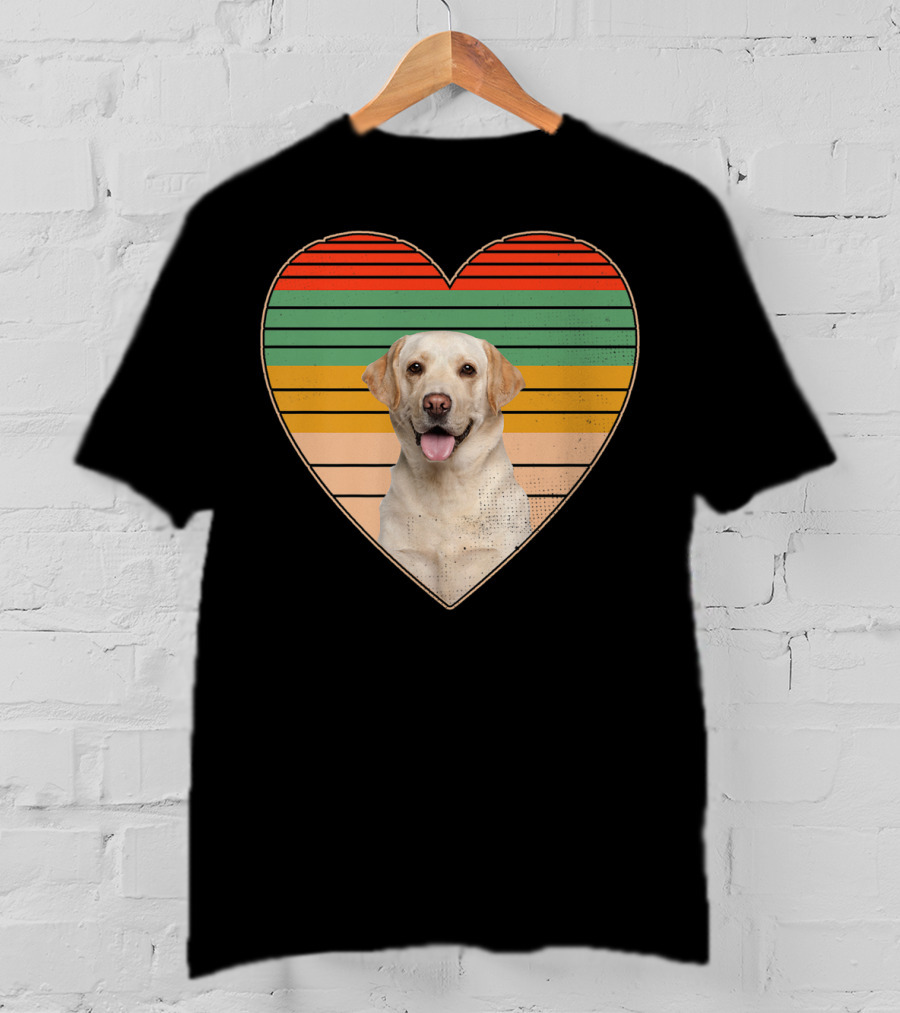 Vintage Labrador Retriever Heart Dog Lover Retro Stripes T-Shirt