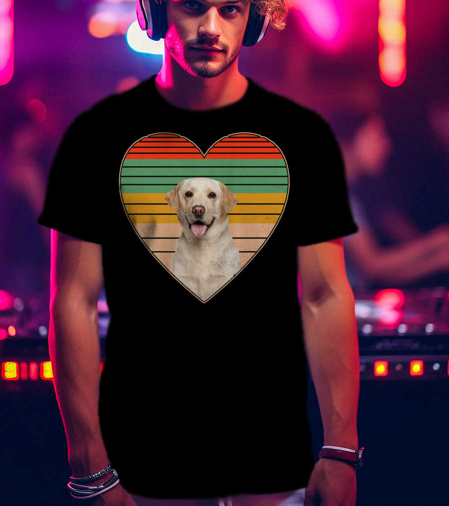 Vintage Labrador Retriever Heart Dog Lover Retro Stripes T-Shirt