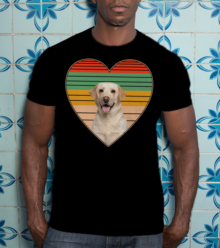 Vintage Labrador Retriever Heart Dog Lover Retro Stripes T-Shirt