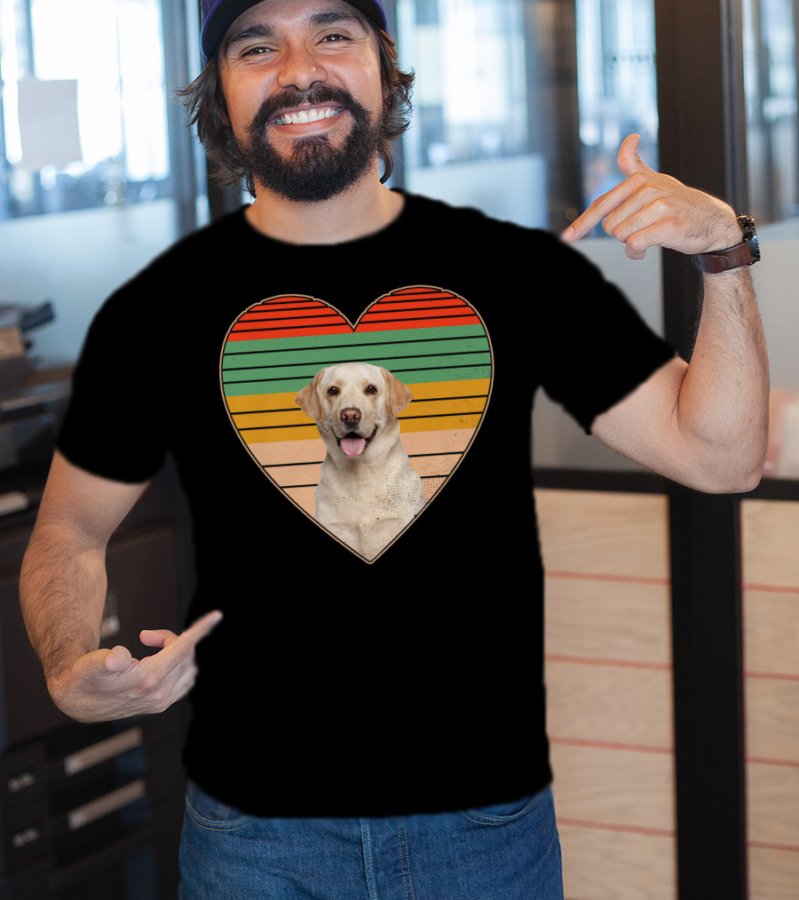 Vintage Labrador Retriever Heart Dog Lover Retro Stripes T-Shirt
