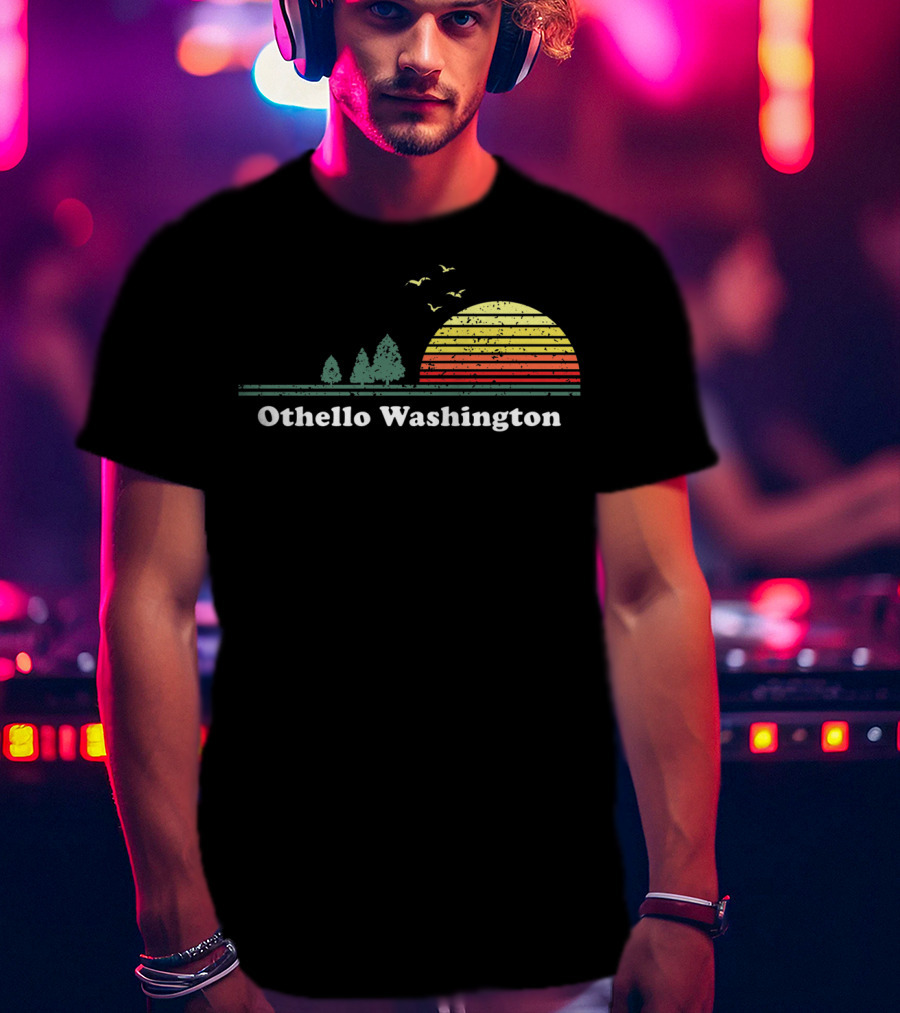 Othello Washington Vintage Sunset Trees Birds T-Shirt