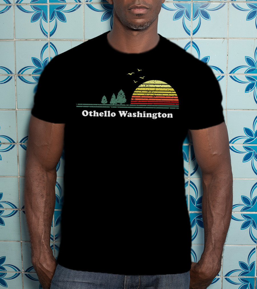 Othello Washington Vintage Sunset Trees Birds T-Shirt