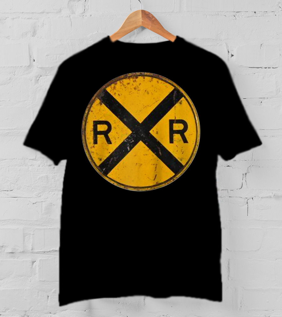 Vintage Railroad Crossing Sign RR Engineer Worker T-Shirt