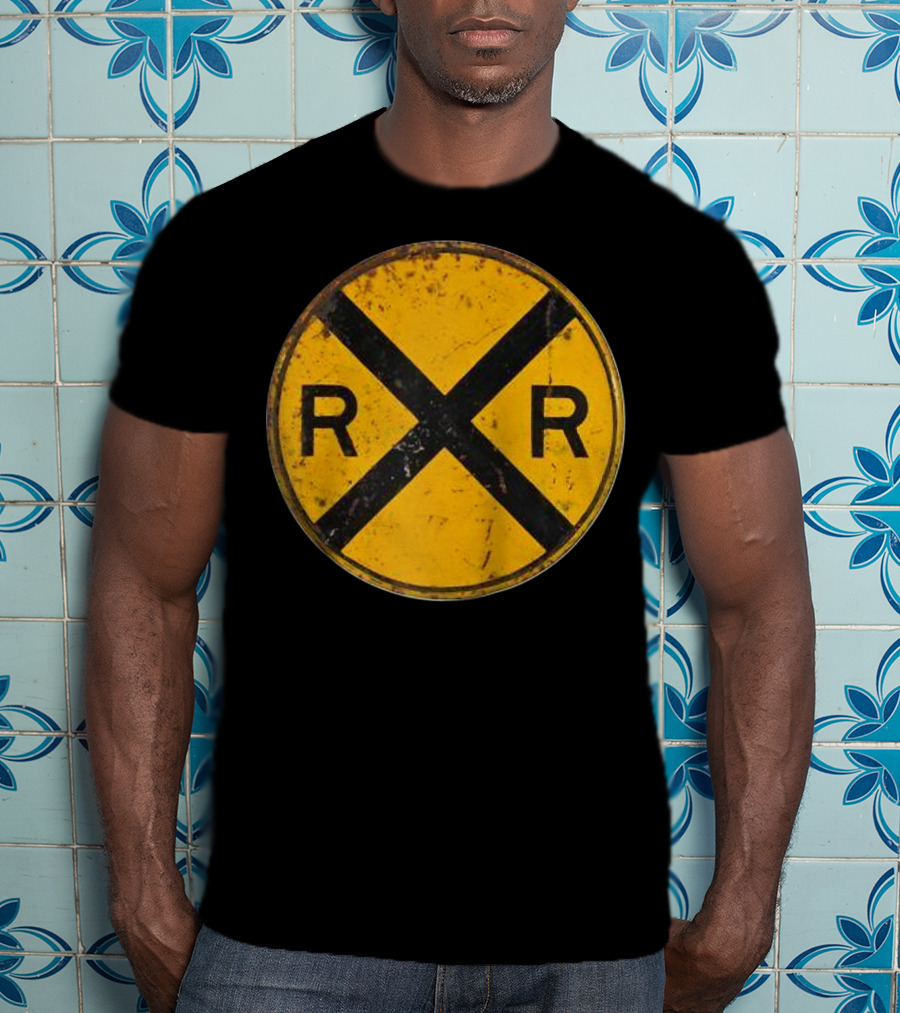 Vintage Railroad Crossing Sign RR Engineer Worker T-Shirt