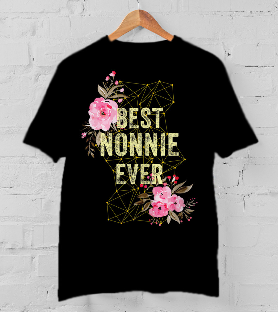 Best Nonnie Ever Floral Design Mothers T-Shirt