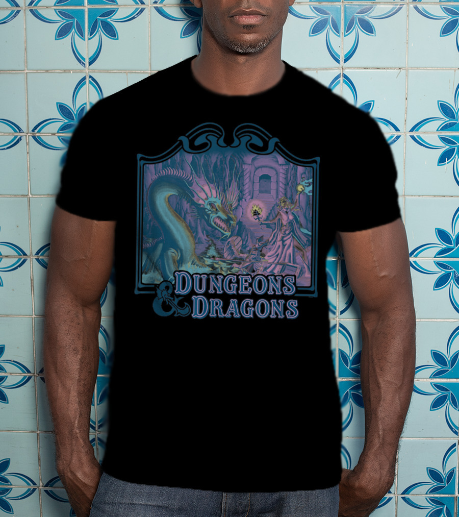 Dungeons And Dragons Classic Basic Rule Dragon Encounter Scene T-Shirt