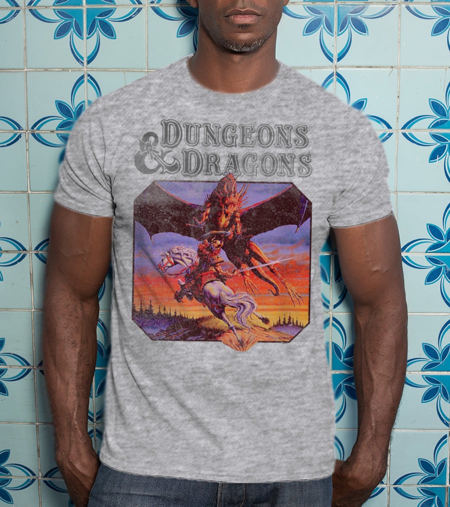 Dungeons And Dragons Classic Expert Rules Knight With Dragon T-Shirt