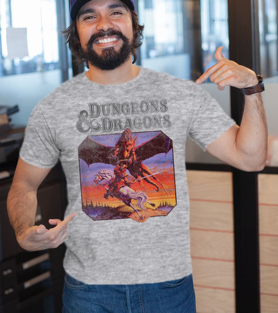 Dungeons And Dragons Classic Expert Rules Knight With Dragon T-Shirt