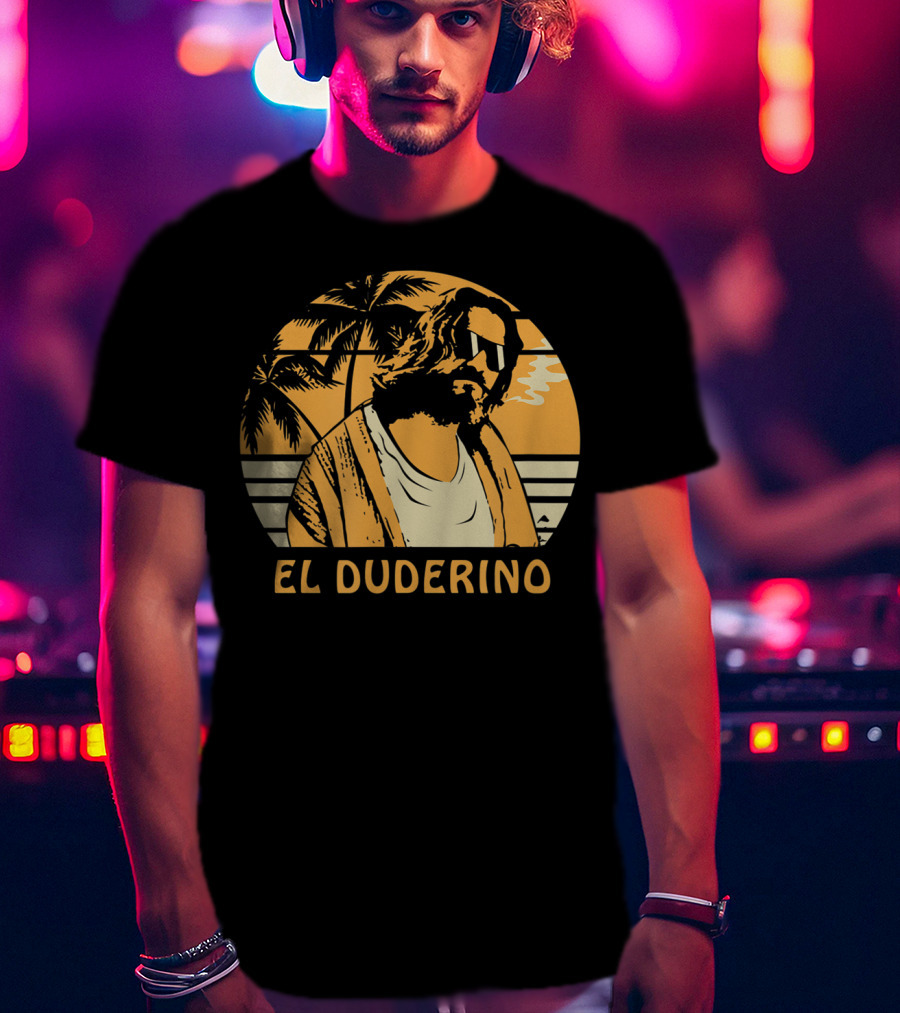 El Duderino Classic Vintage Movie Tropical Sunset Palm Trees T-Shirt