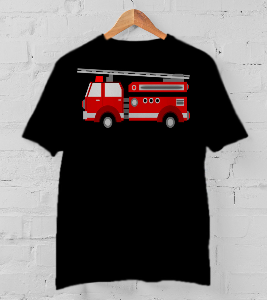 Fire Truck Red Classic Illustrated Pumper Engine Vehicle T-Shirt