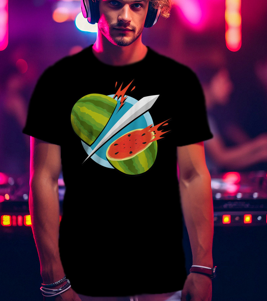 Fruit Ninja Watermelon Slice With Sword T-Shirt