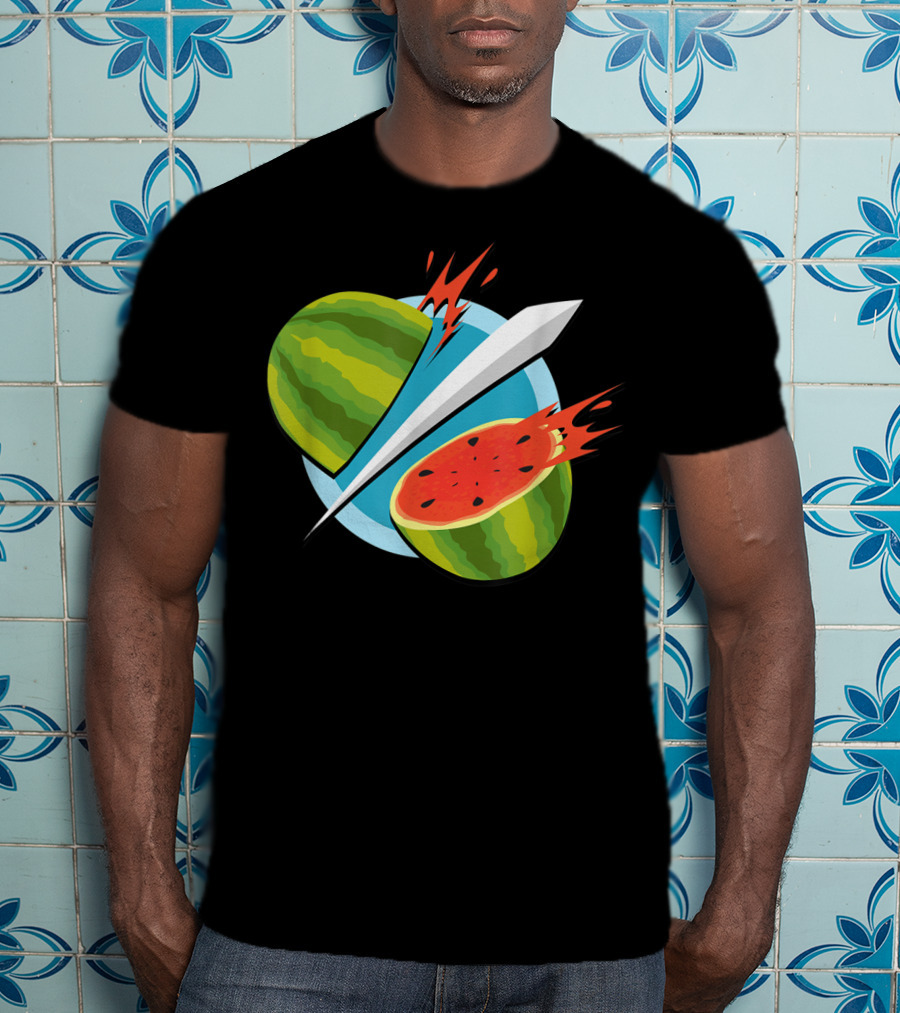 Fruit Ninja Watermelon Slice With Sword T-Shirt