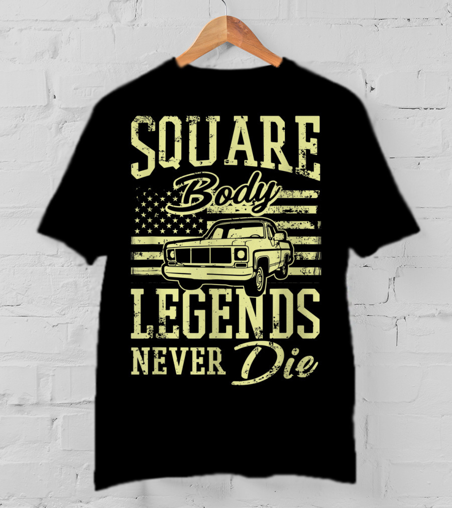 SQUARE Body Legends Never Die American Flag Classic Truck T-Shirt