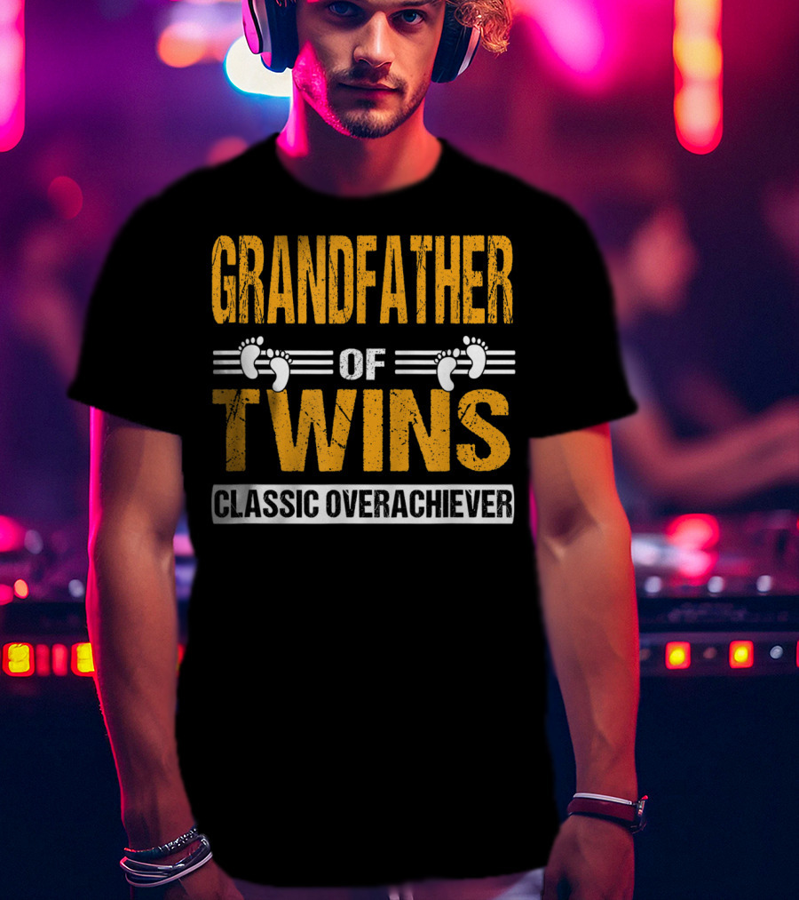 Grandfather Of Twins Classic Overachiever Footprints T-Shirt