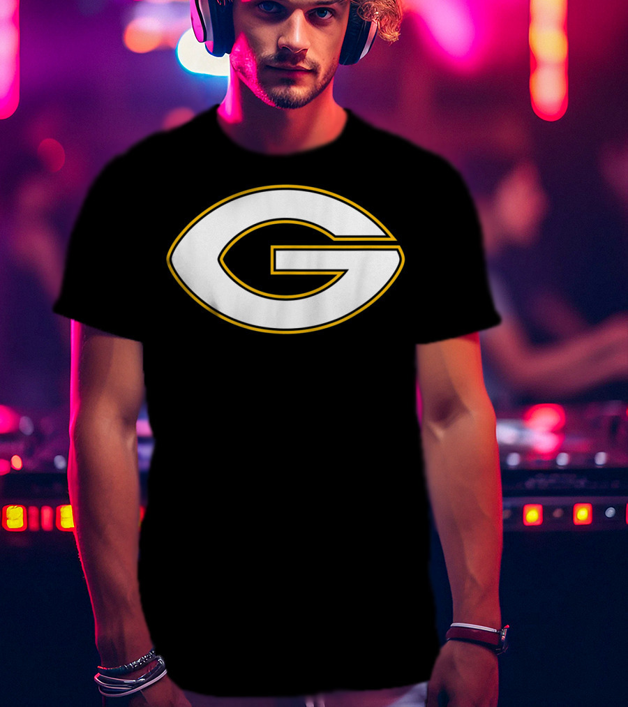 Green Bay Packers Football Shape Letter G T-Shirt