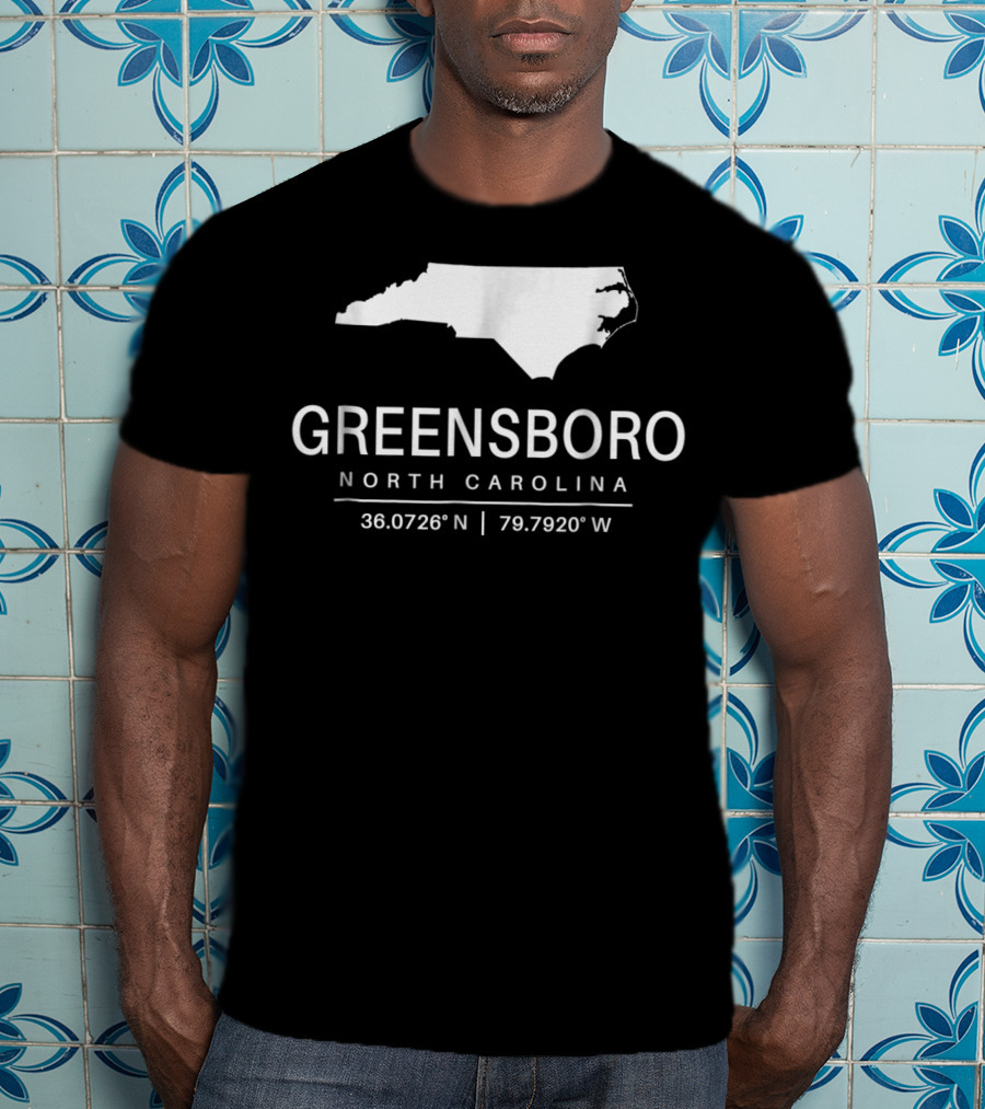 Greensboro North Carolina 36.0726°N 79.7920°W Classic NC Map T-Shirt
