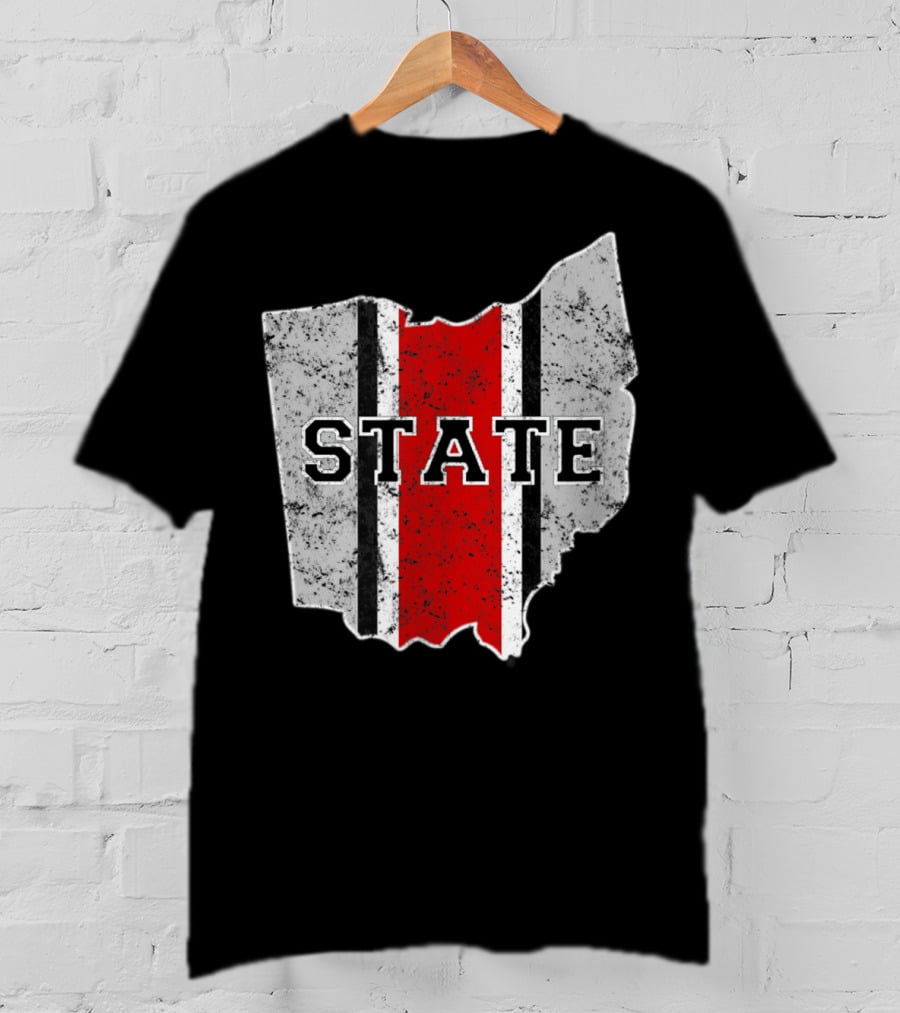 State Outline With Distressed Ohio Stripe T-Shirt