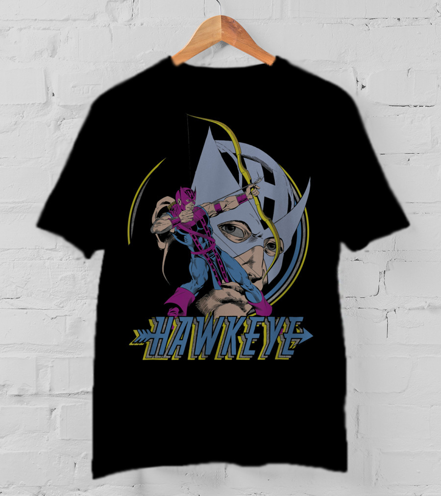 Hawkeye Ready Aim Fire Classic Marvel Archery Action T-Shirt
