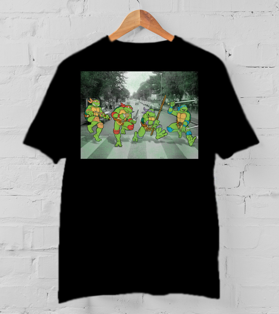 Nage Mutant Ninja Turtles Abbey Road Style Street Scene T-Shirt