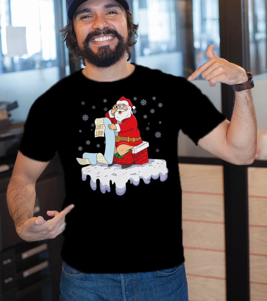 Naughty Santa On The Chimney With Naughty List T-Shirt