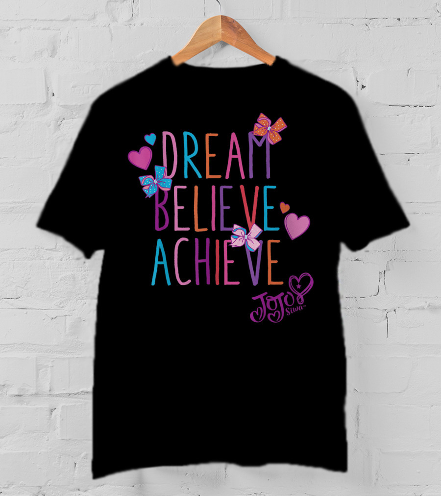Nickelodeon Jojo Siwa Dream Believe Achieve Hearts And Bows T-Shirt