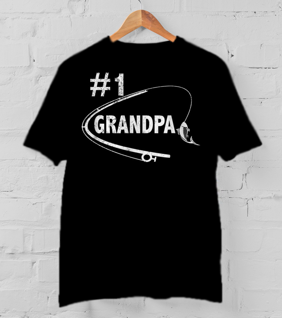 1 Grandpa Fishing Fisherman Best T-Shirt