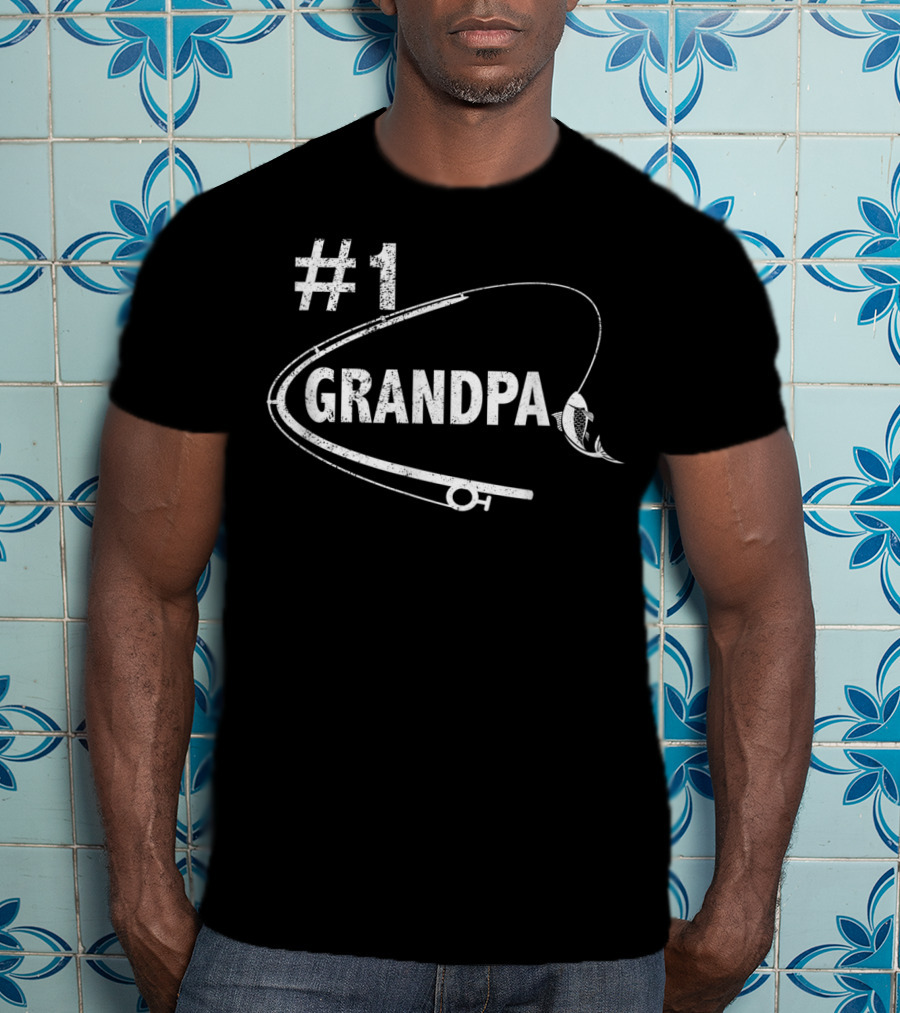 1 Grandpa Fishing Fisherman Best T-Shirt