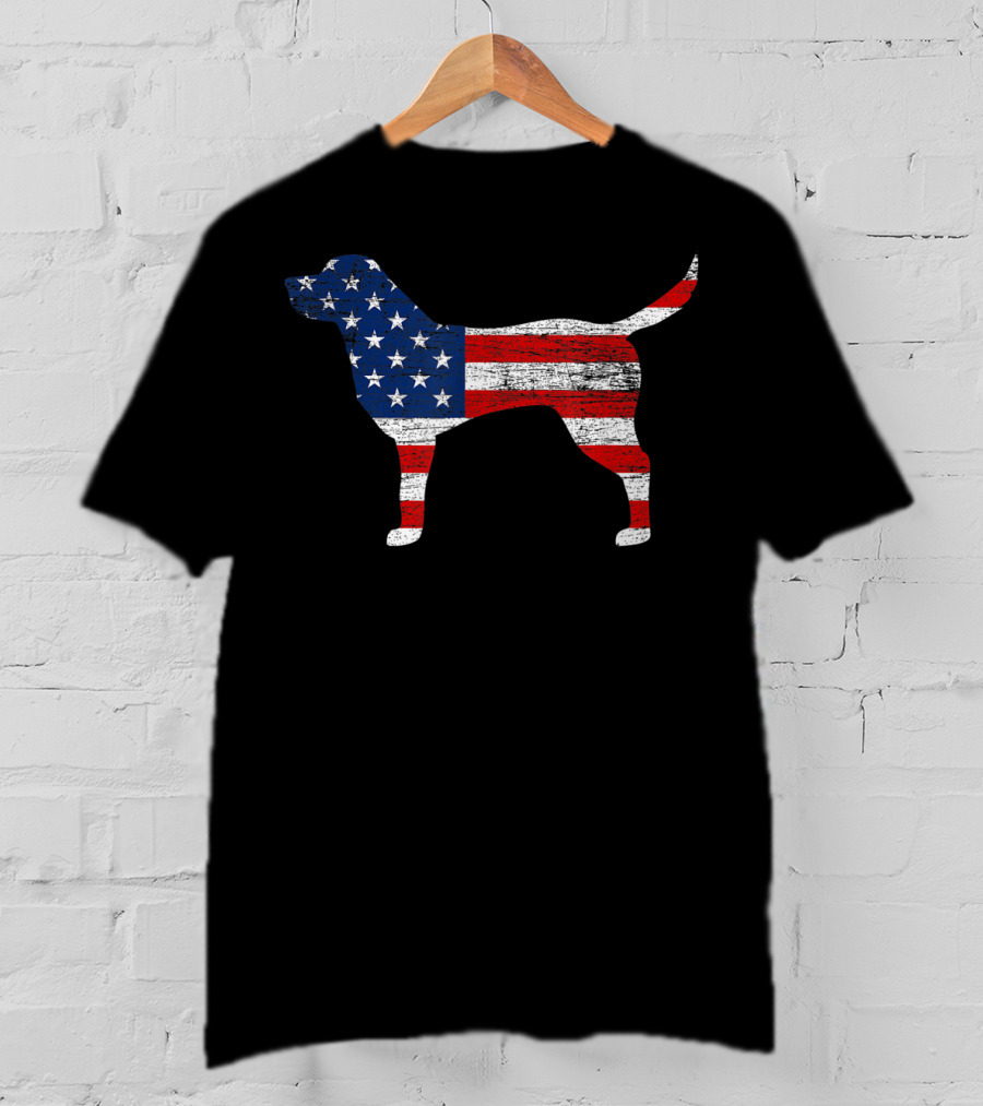 Labrador Retriever Silhouette With American Flag T-Shirt
