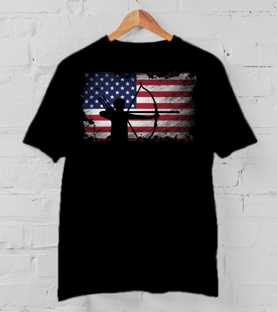 USA Flag Archery American Patriotic Player T-Shirt
