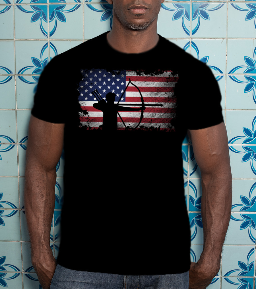 USA Flag Archery American Patriotic Player T-Shirt
