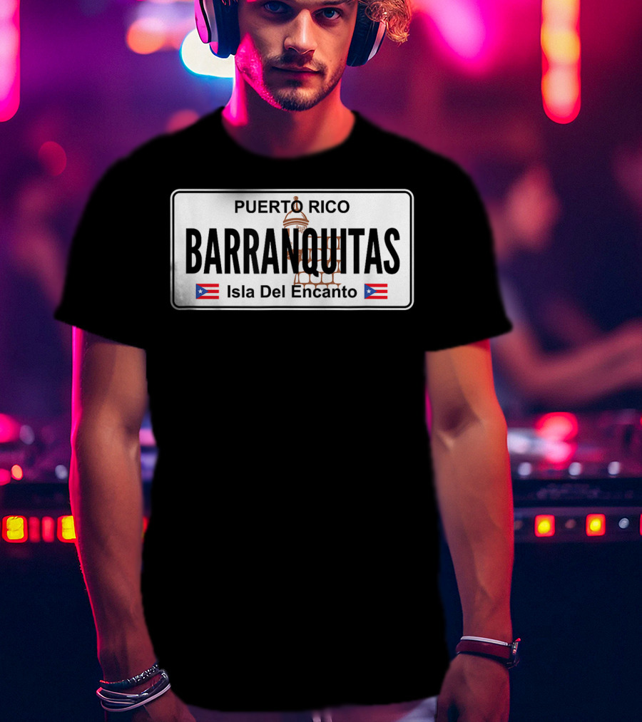 Puerto Rico Barranquitas Isla Del Encanto License Plate T-Shirt