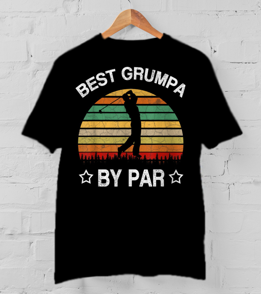 Best Grumpa By Par Golf Vintage Sunset T-Shirt